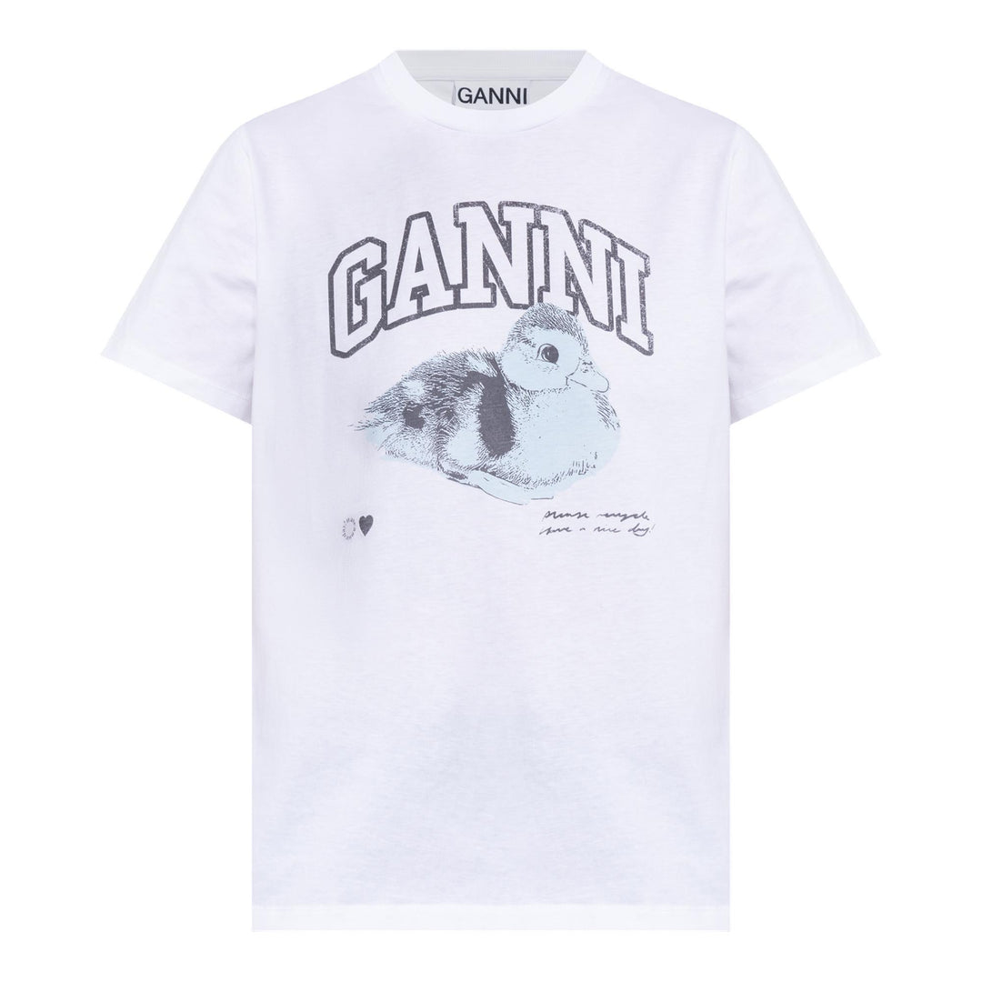 Club21 - GANNI - Basic Jersey Duckie Relaxed T-Shirt - TEES - White