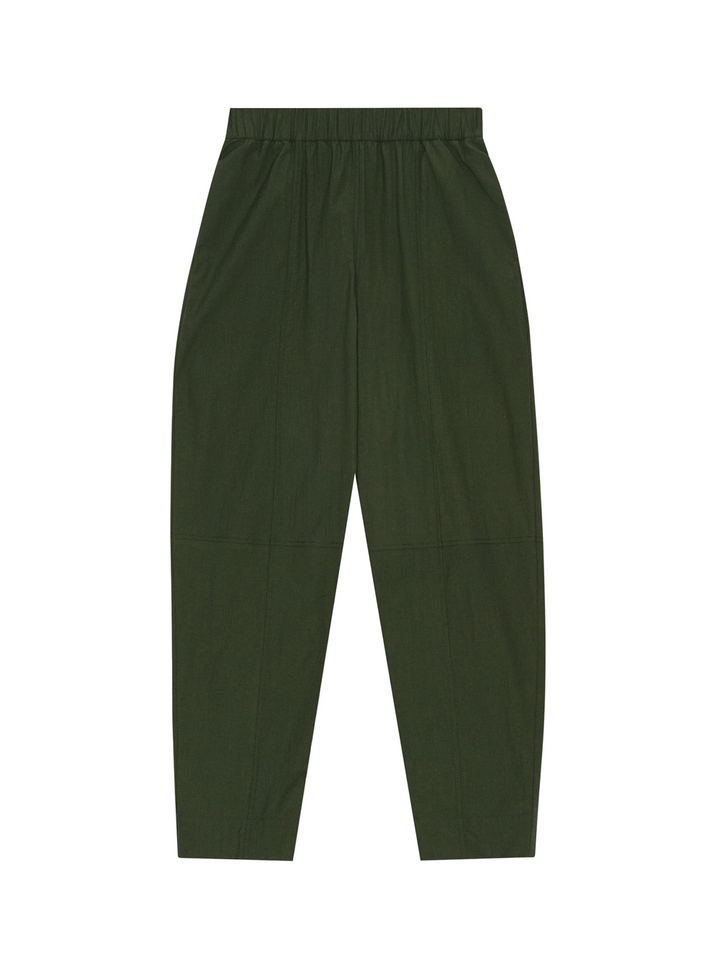 GANNI_CottonCrepeElasticatedCurvePants_Green