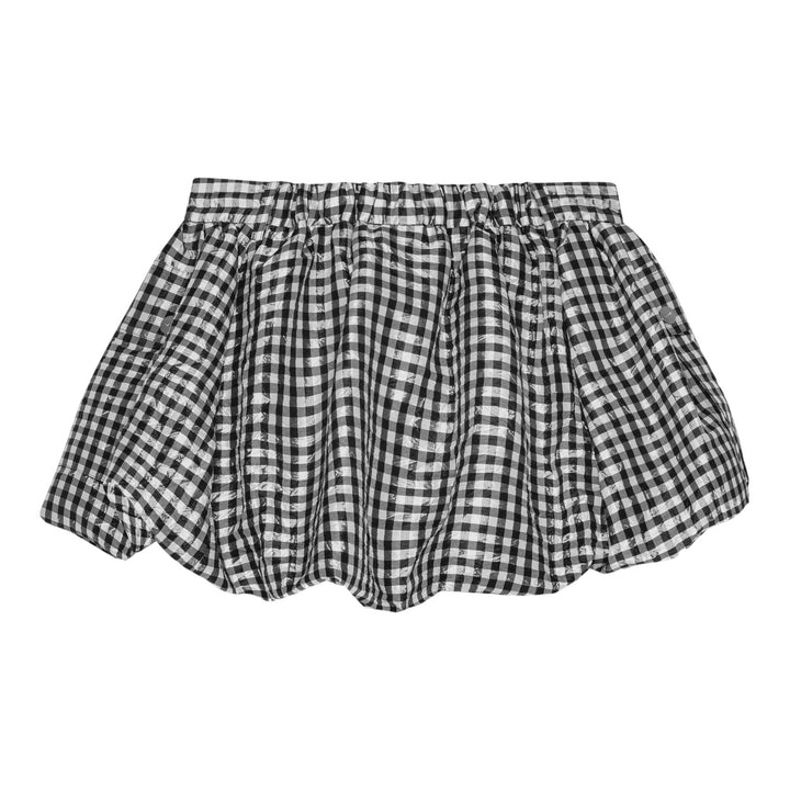 Club21 - GANNI - Crinkled Taffeta Check Mini Bubble Skirt - SKIRTS - Black