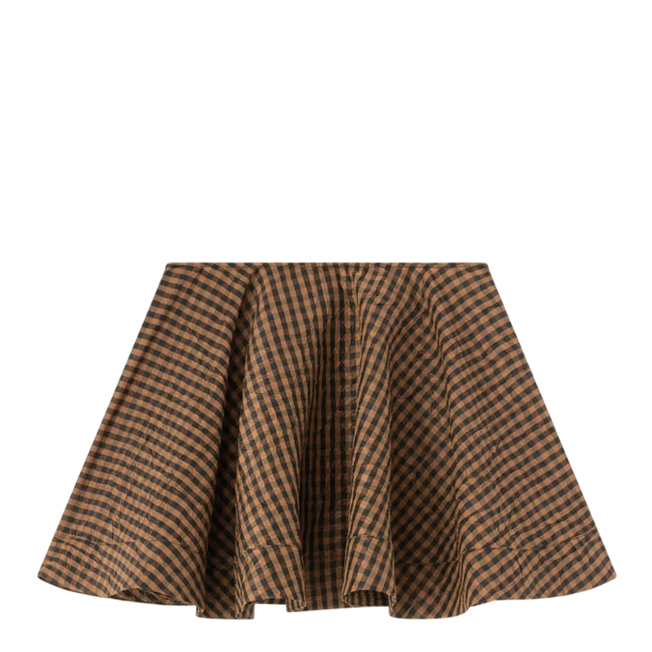 Crinkled Taffeta Check Mini Skirt