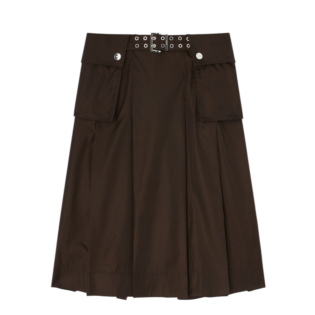 Duchesse Nylon Midi Pleated Skirt