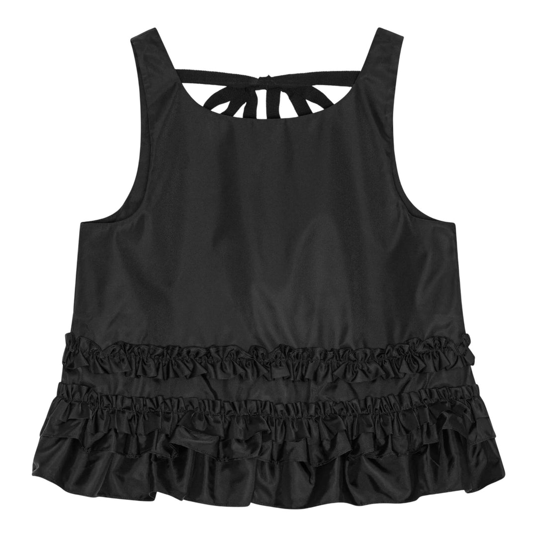 Club21 - GANNI - Duchesse Nylon Open Back Frill Top - WOVEN TOPS - Black