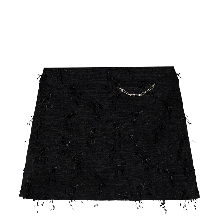 GANNI_Fringed_Tweed_Mini_Skirt_Black