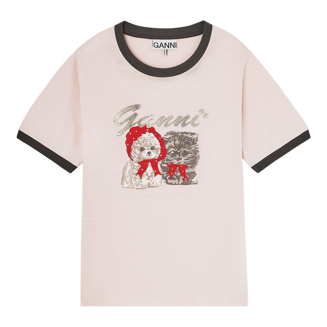 Club21 - GANNI - Heavy Cotton Baby Fit T-Shirt - TEES - Pink