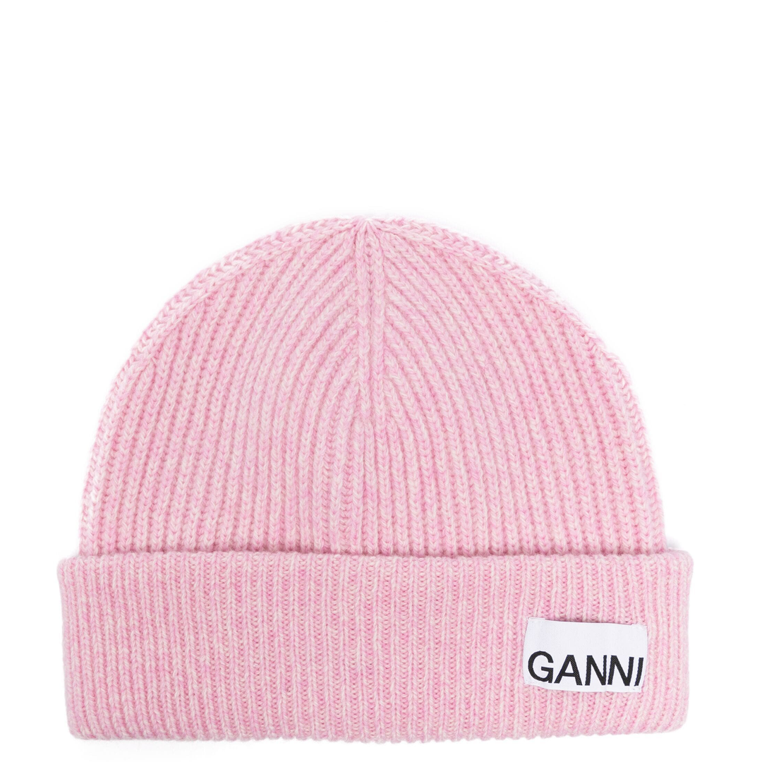 GANNI_Light_Structured_Rib_Knit_Beanie_Pink