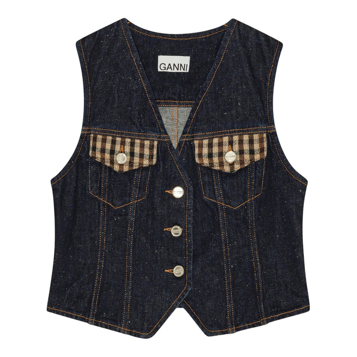 Club21 - GANNI - Neppy Denim Vest - GILETS - Denim