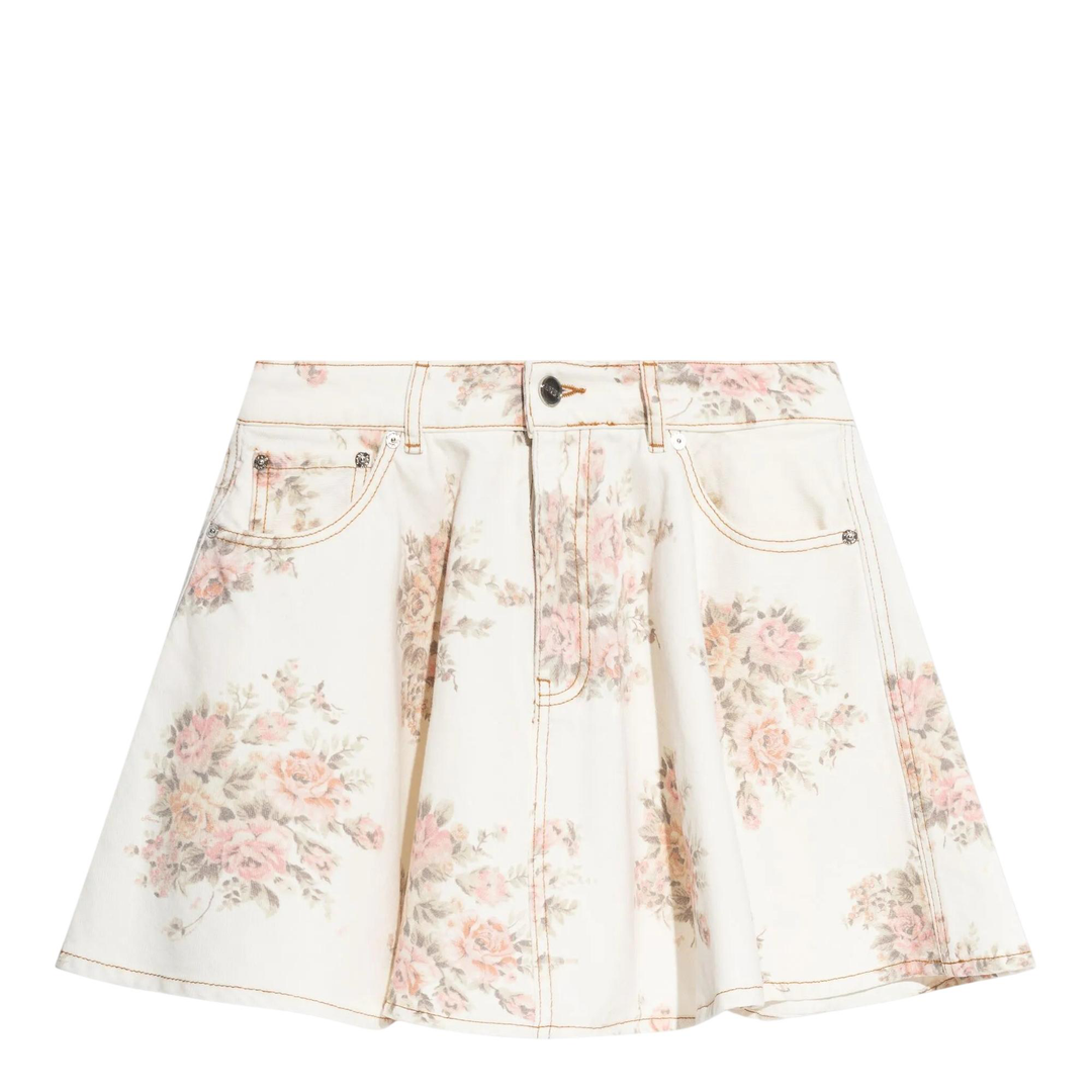 Print Denim Mini Skirt