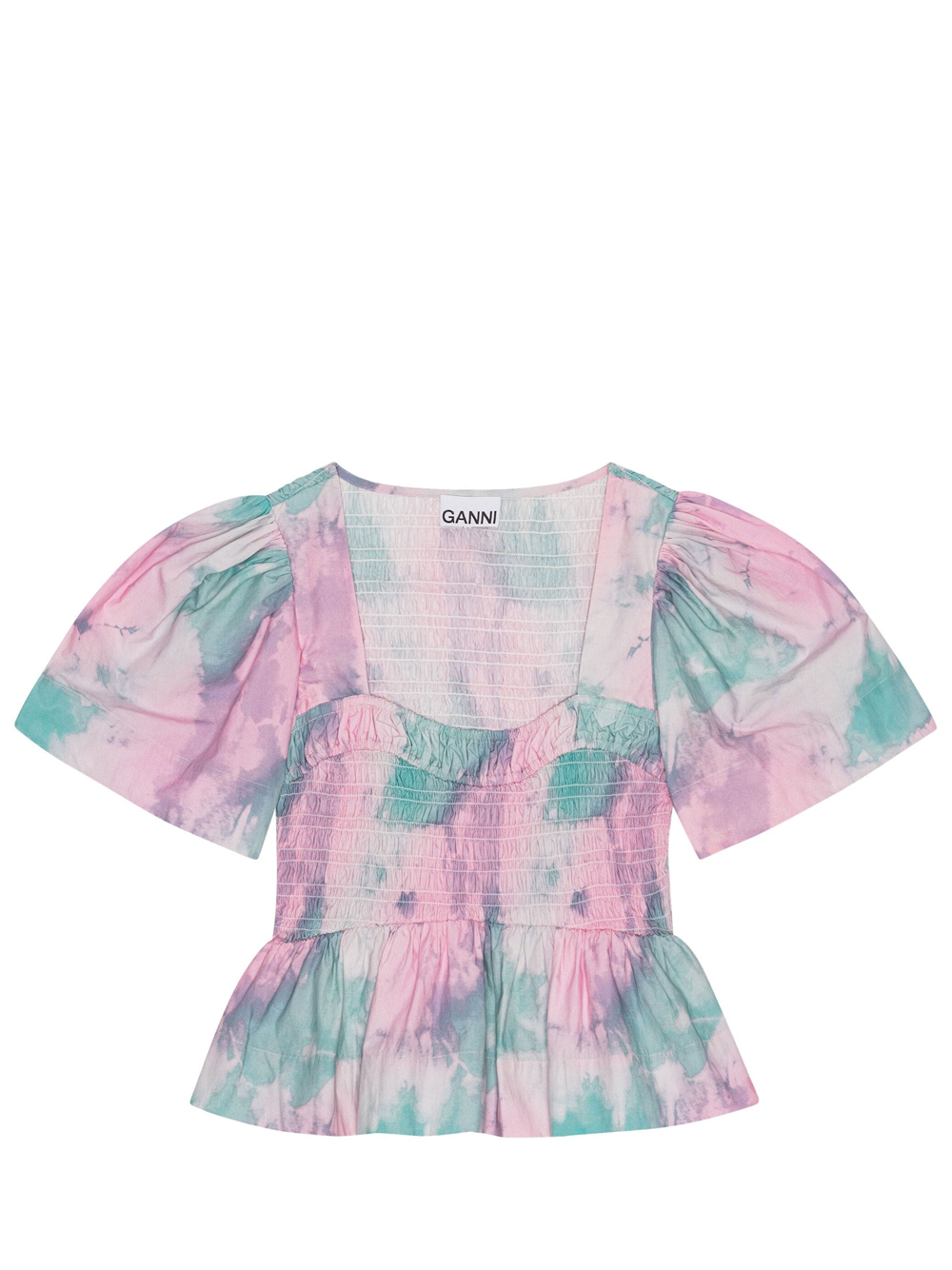 GANNI_PrintedCottonOpen-NeckSmockTop_Multi