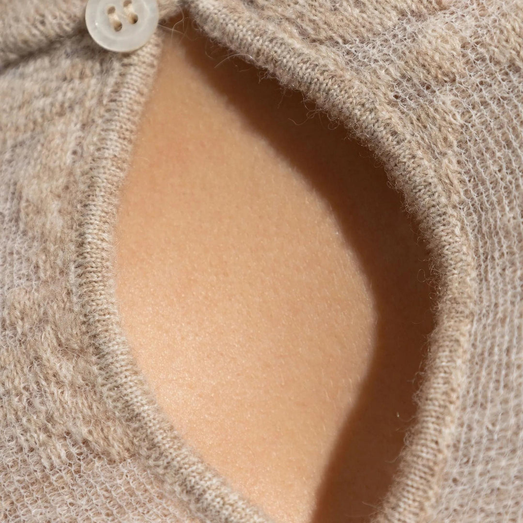 Club21 - GANNI - Sheer Flower Jacquard Mockneck Top - WOVEN TOPS - Natural