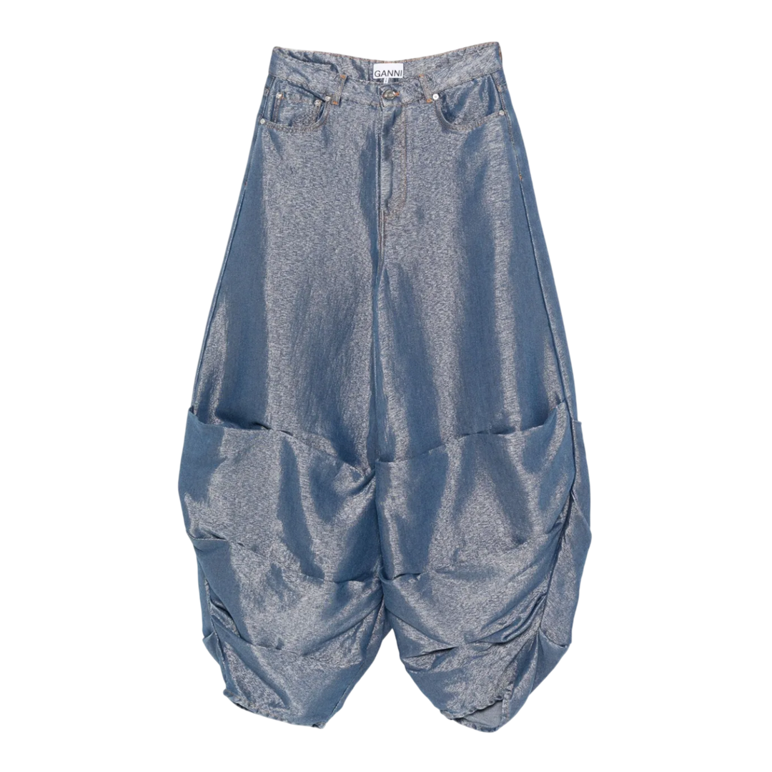 Shiny Weft Denim Baggy Pants