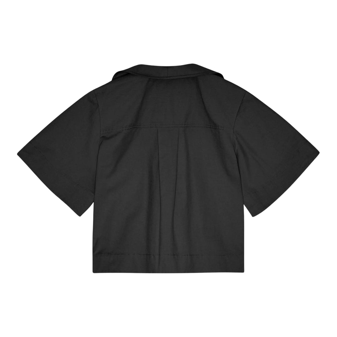 Club21 - GANNI - Stretch Cotton Cowl Neck Blouse - BLOUSES - Black