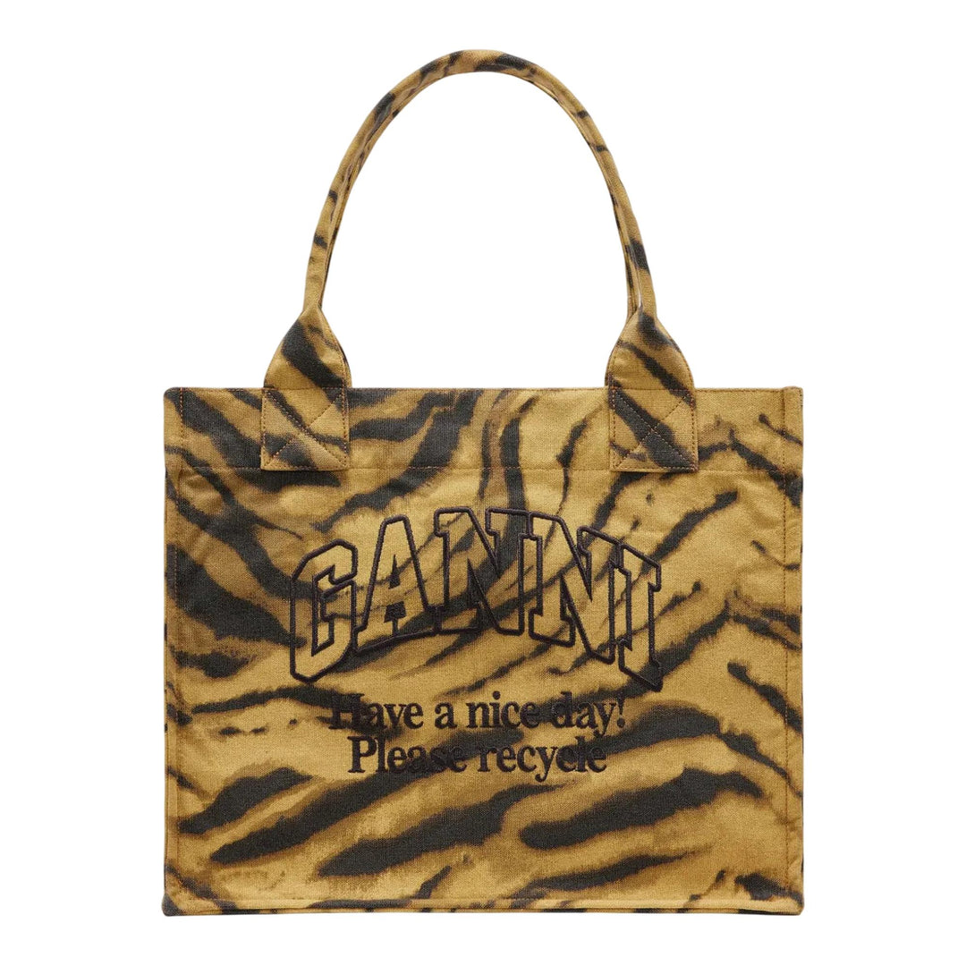 Club21 - GANNI - Zebra Print Large Easy Shopper - TOTES - Khaki
