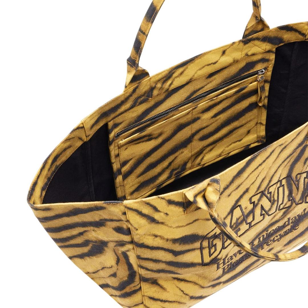 Club21 - GANNI - Zebra Print XXL Tote - TOTES - Khaki