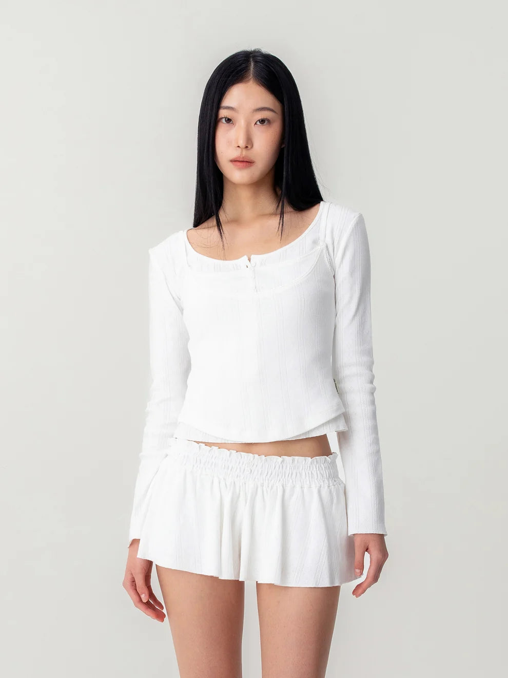 Honey Eyelet Button Long Sleeve Top
