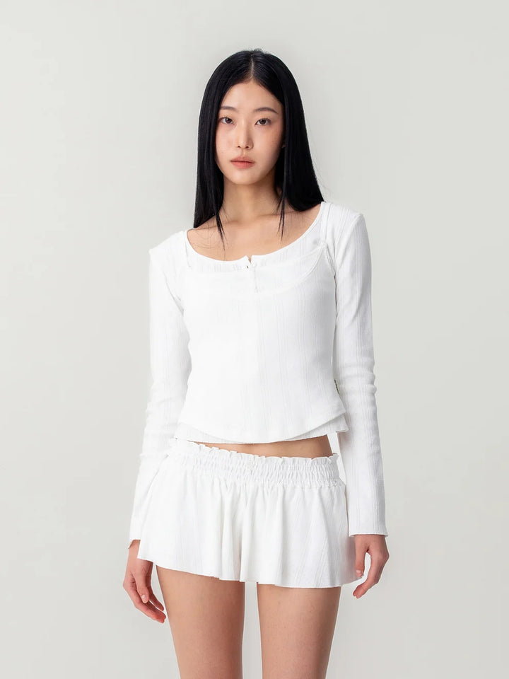 Honey Eyelet Button Long Sleeve Top