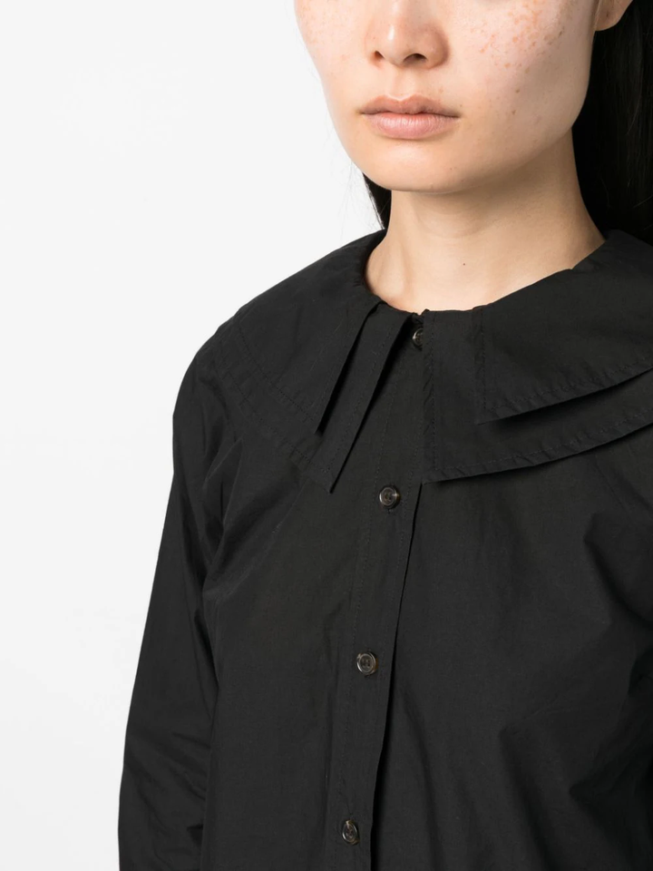 Ganni-Cotton-Poplin-Double-Collar-Shirt-Black-5