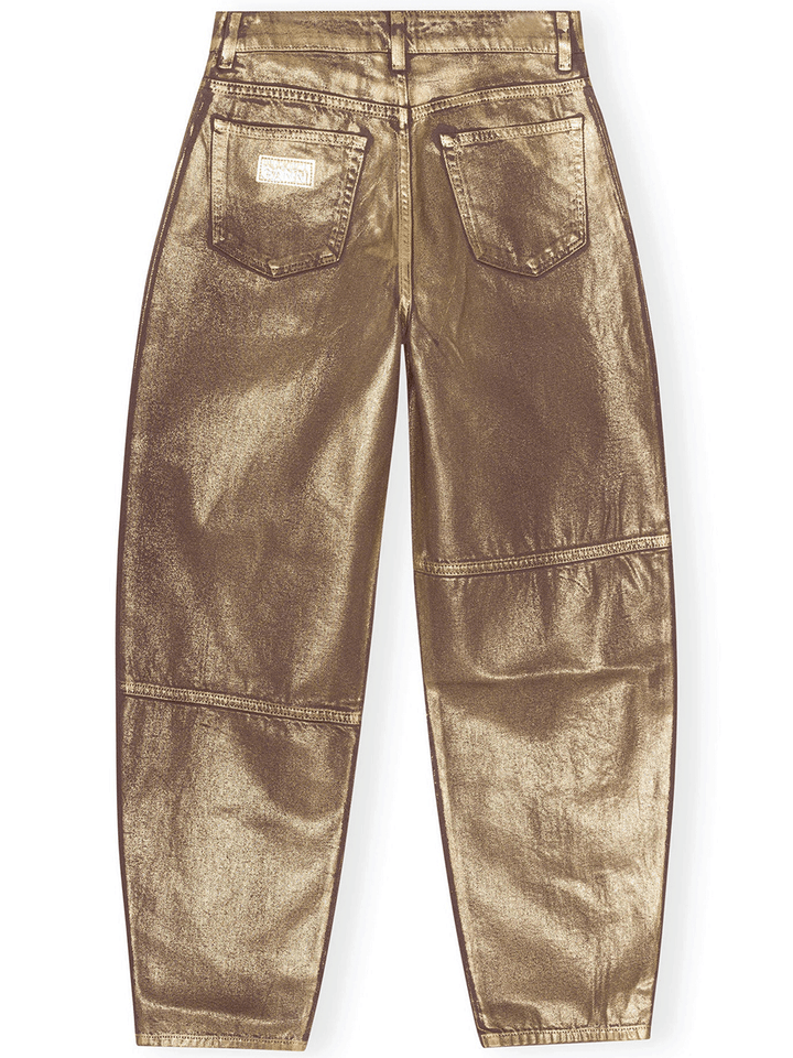 Ganni-Foil-Denim-Cropped-Trucker-Gold-2