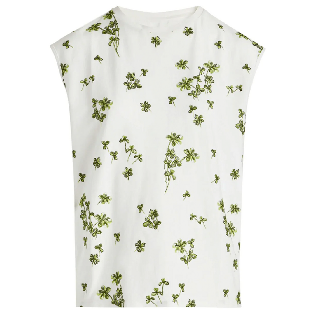 Clover Embroidery Jersey Top