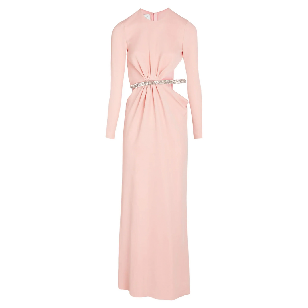 Quartz Rose Openwork Rhinestone Dress