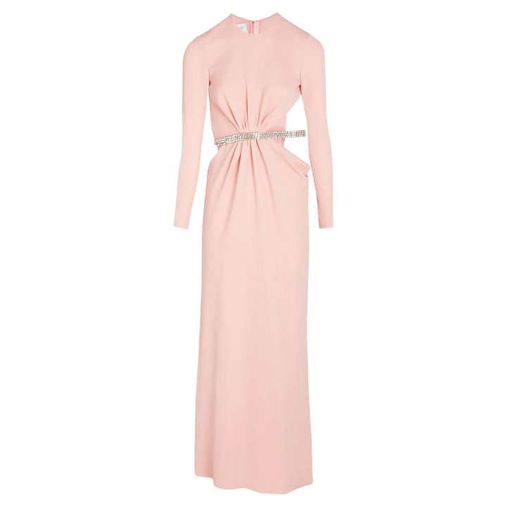 Quartz Rose Openwork Rhinestone Dress