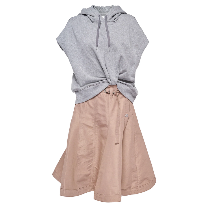 Hoodie Dress With Flounce Skirt