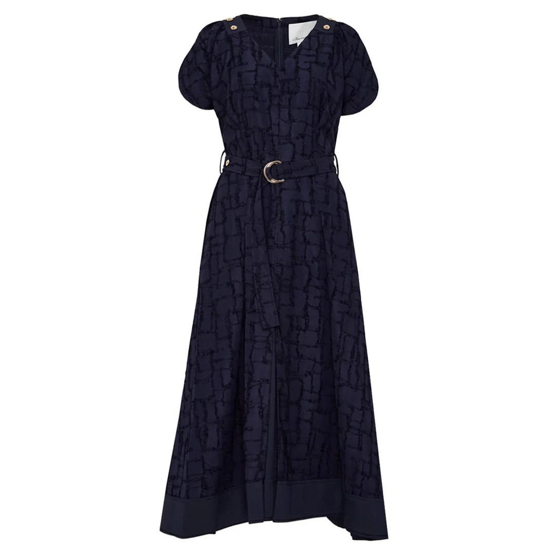 Irregular Check V Neck Dress