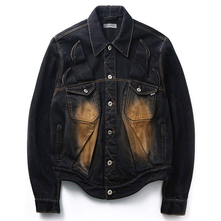 JUNTAE_KIM_Gathered_Denim_Jacket_Black