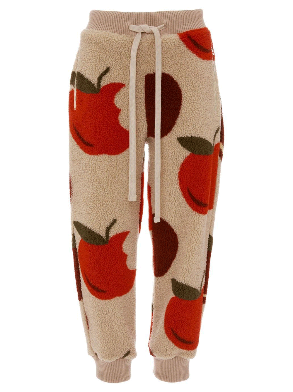 JW-Anderson-Apple-Fleece-Tapered-Joggers-Beige-1