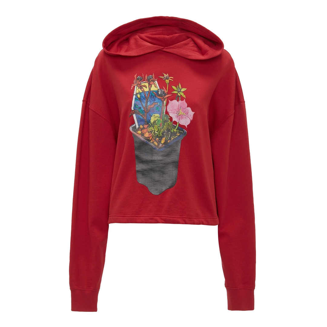 Flower Pot Drawstring Hem Hoodie
