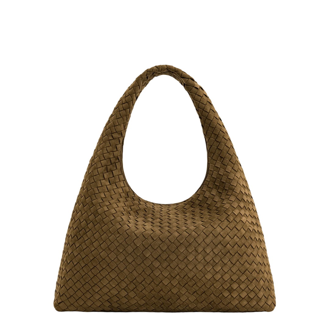Laura Faux Suede Woven Shoulder Bag