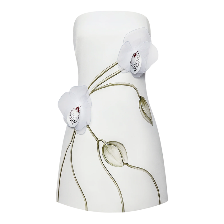 Orchid Applique Strapless Dress