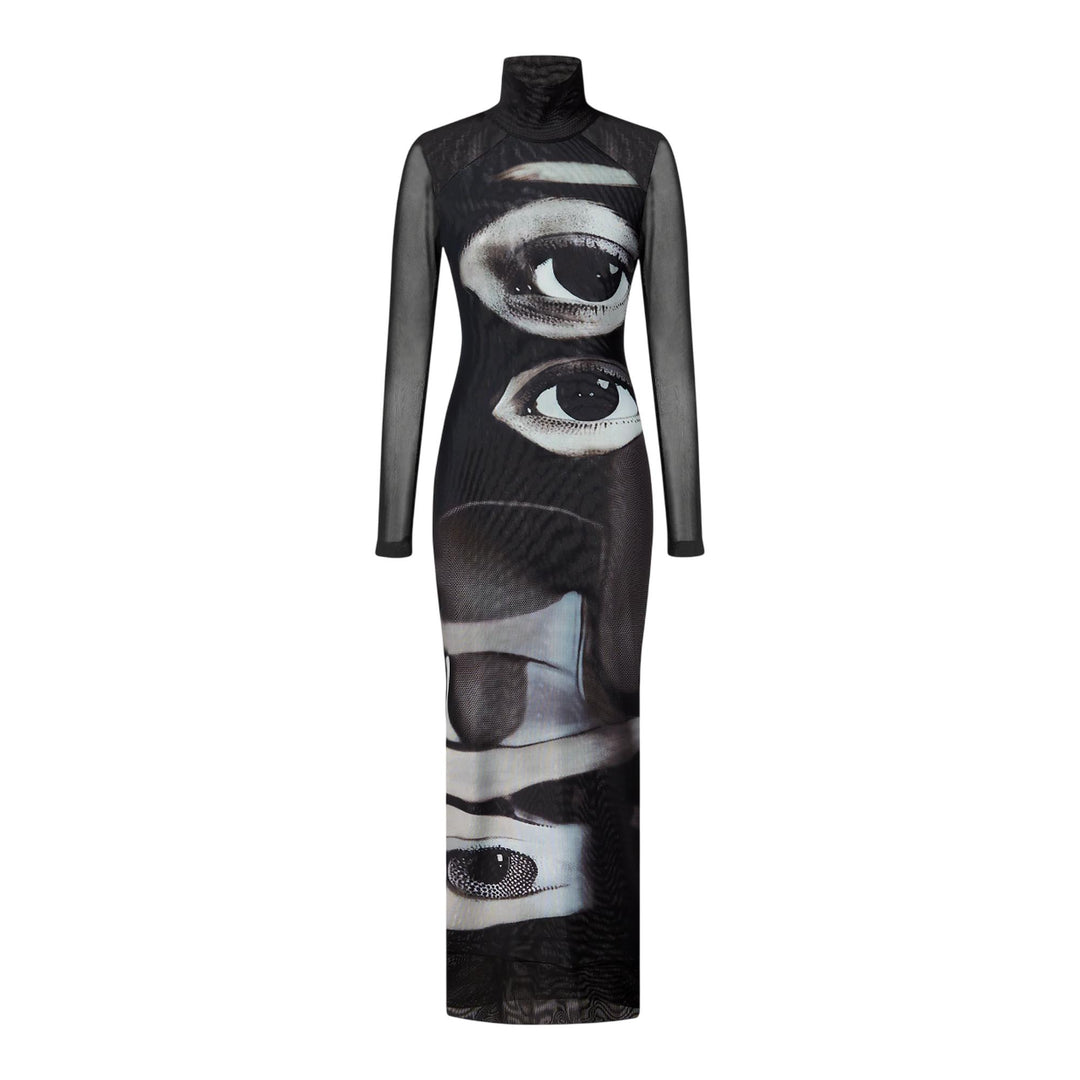 Club21 - JW PEI - Sophia Eye Print Mesh Dress - DRESSES - Black