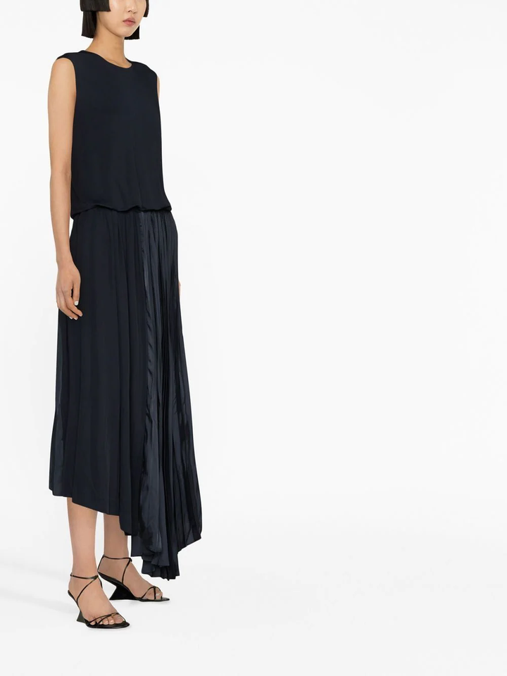 Jil Sander Asym Crepe Fluid Sleeveless Dress Navy 3