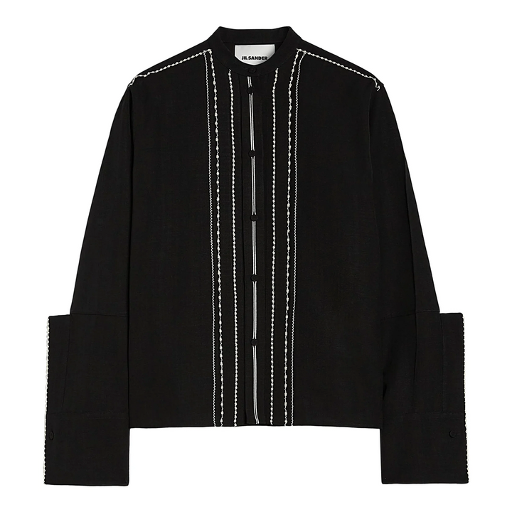 Scallop Embroidered Shirt Plastron