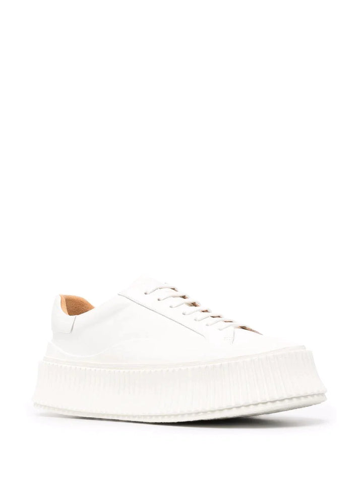 Jil Sander Vit Agnellato Sneakers White 2