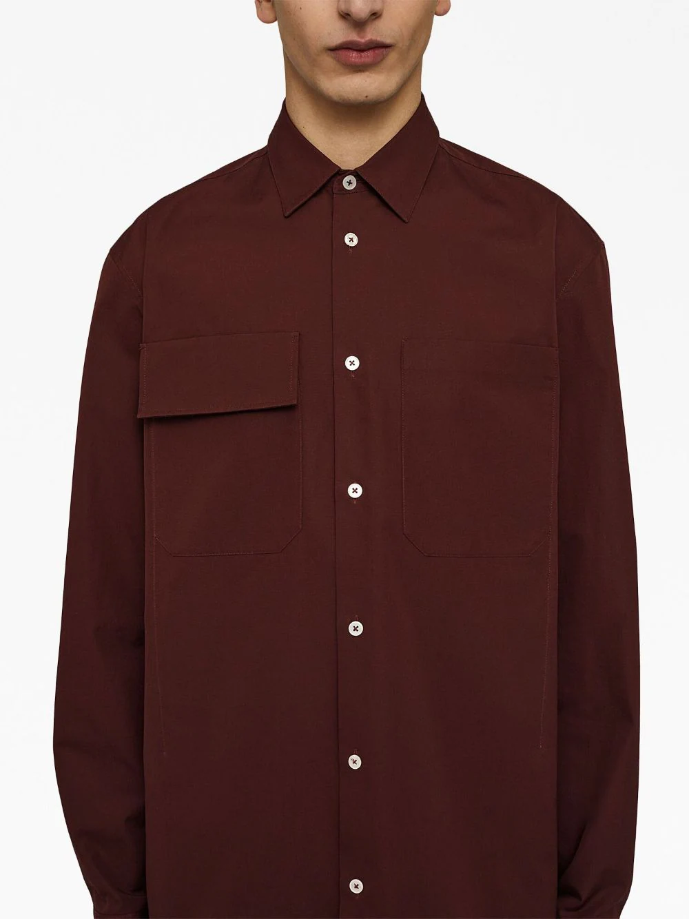 JilSander-Straight-Relaxed-Fit-Pointed-Shirt-Brown-3