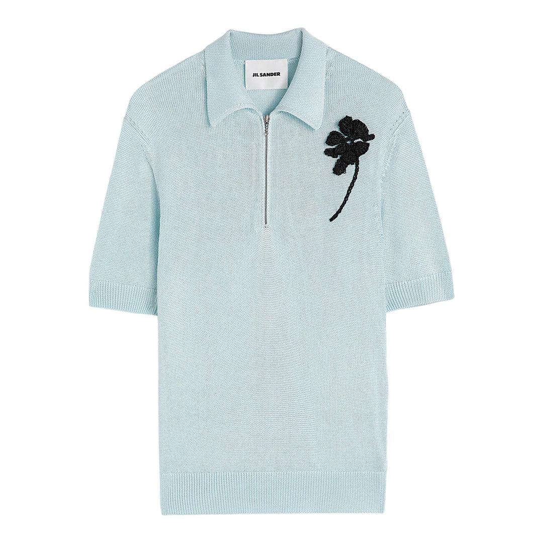 Club21 - Jil Sander - Viscose Flower Knit Polo - POLOS - Blue