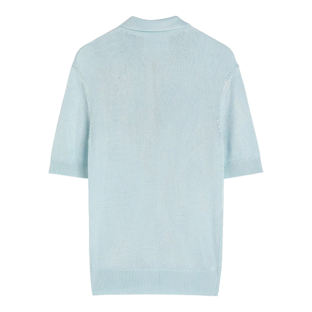 Club21 - Jil Sander - Viscose Flower Knit Polo - POLOS - Blue