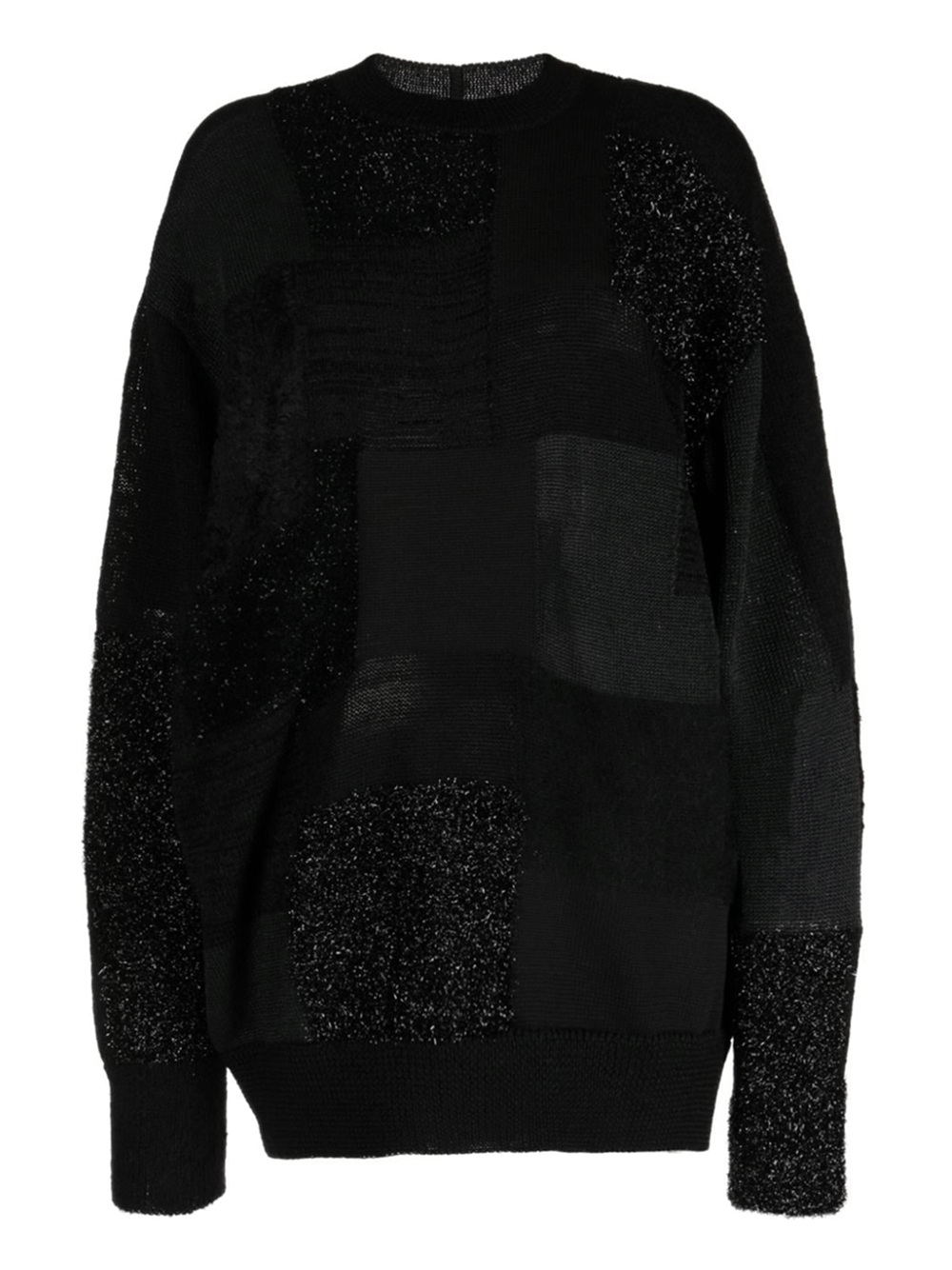 Junya-Watanabe-Mixed-Fabric-Check-Knit-Top-Black-1