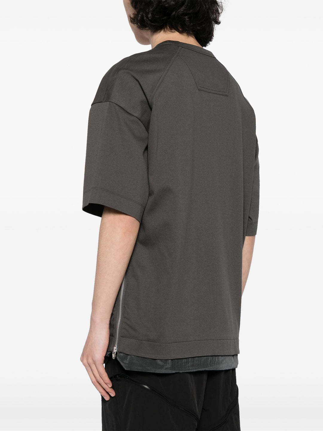 Juun.J-Layered-Side-Zip-Short-Sleeve-Tee-Grey-4