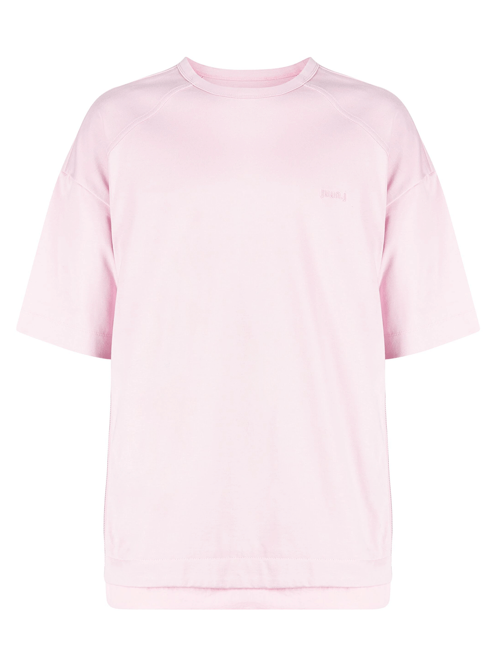 Juun.J-Layered-Side-Zip-Short-Sleeve-Tee-Light-Pink-1