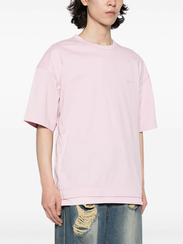 Juun.J-Layered-Side-Zip-Short-Sleeve-Tee-Light-Pink-3