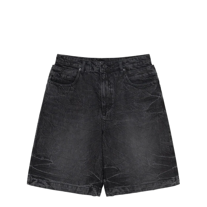 Washed Denim Double Waist Shorts