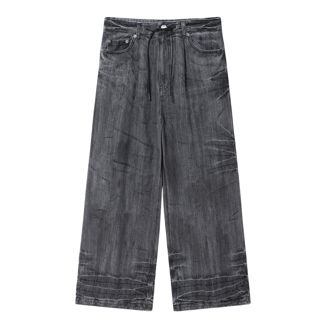 Washed Denim Wide Leg Pants