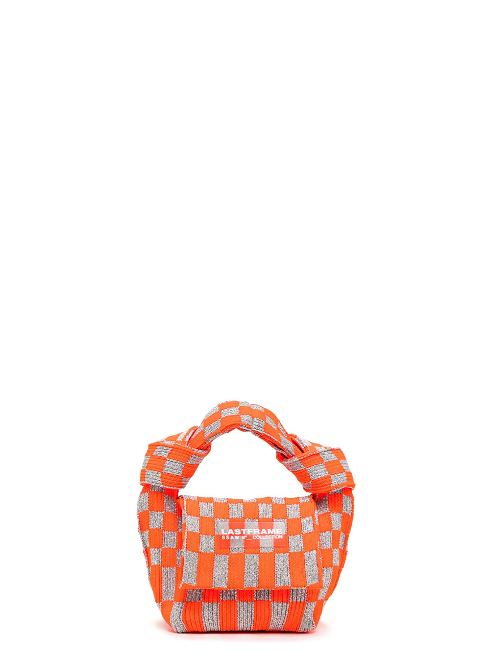 LASTFRAME Metallic Ichimatsu Obi Bag Orange 1