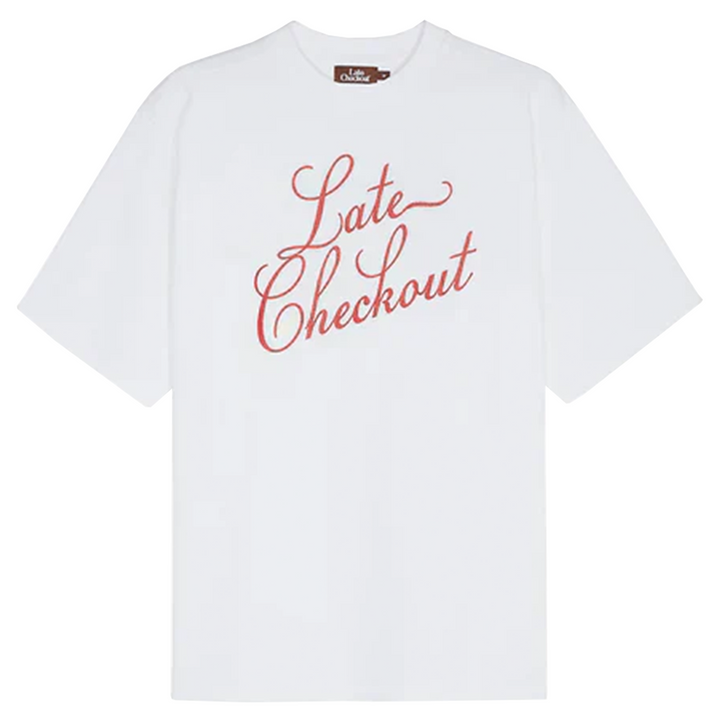 White Red Script Tee