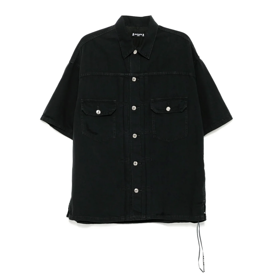 Distressed Short Sleeve Denim Shirt