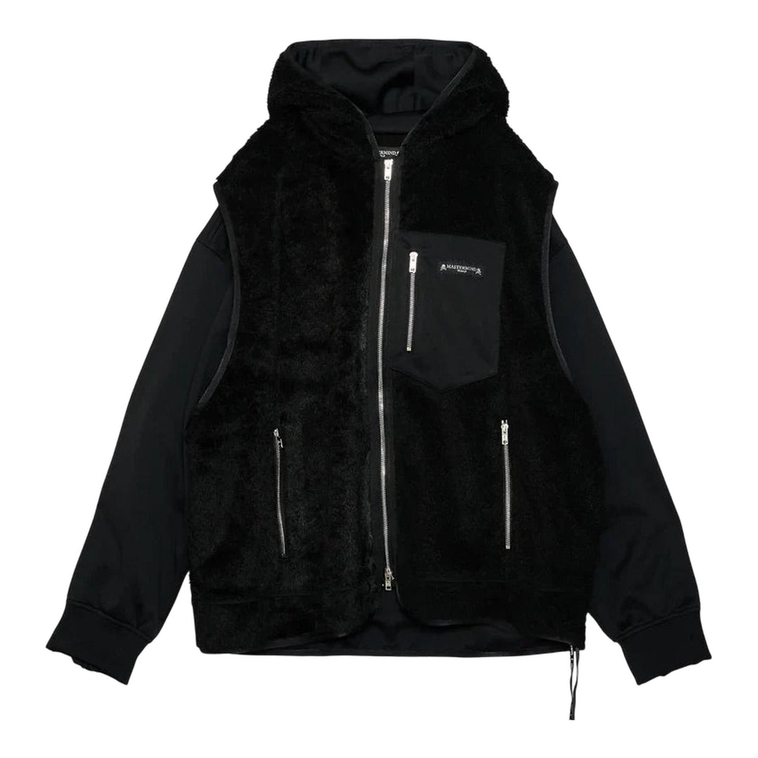 Club21 - MASTERMIND - Boxy Fitlayered Hooded Sherpa Jacket - BLOUSON - Charcoal