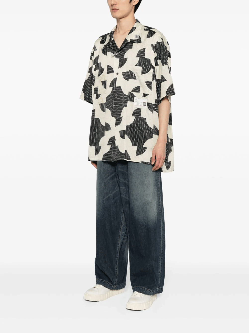 MIHARA-YASUHIRO-Drunkers-Path-Quilt-Pattern-Print-Shirt-Black-3