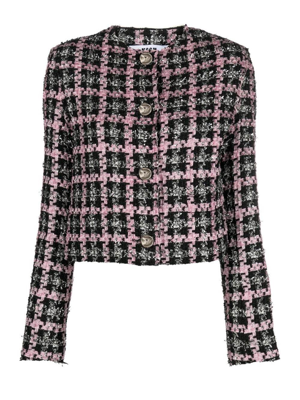       MSGM-Checkered-Button-Up-Jacket-Black-1